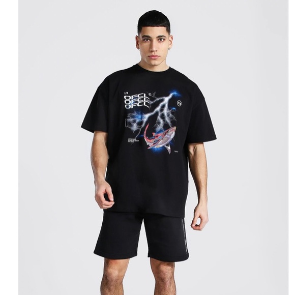 OVERSIZED LIGHTNING GRAPHIC T-SHIRT - Picture 1 of 3